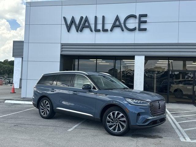 2026 Lincoln Aviator Premiere in Whisper Blue Metallic Clearcoat — front three-quarter view